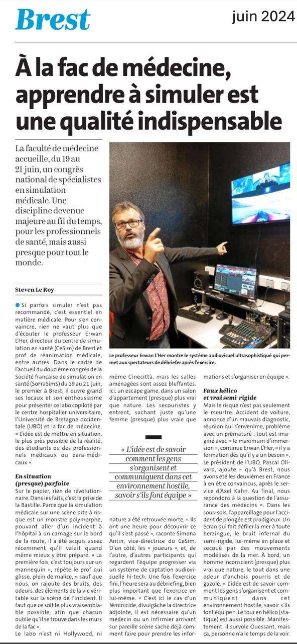 Article Ouest France juin 2024 - Cesim et Sofrasims